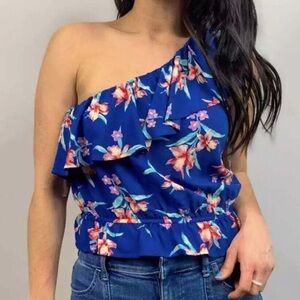 American Eagle NWOT floral ruffle one shoulder blouse SIZE SMALL